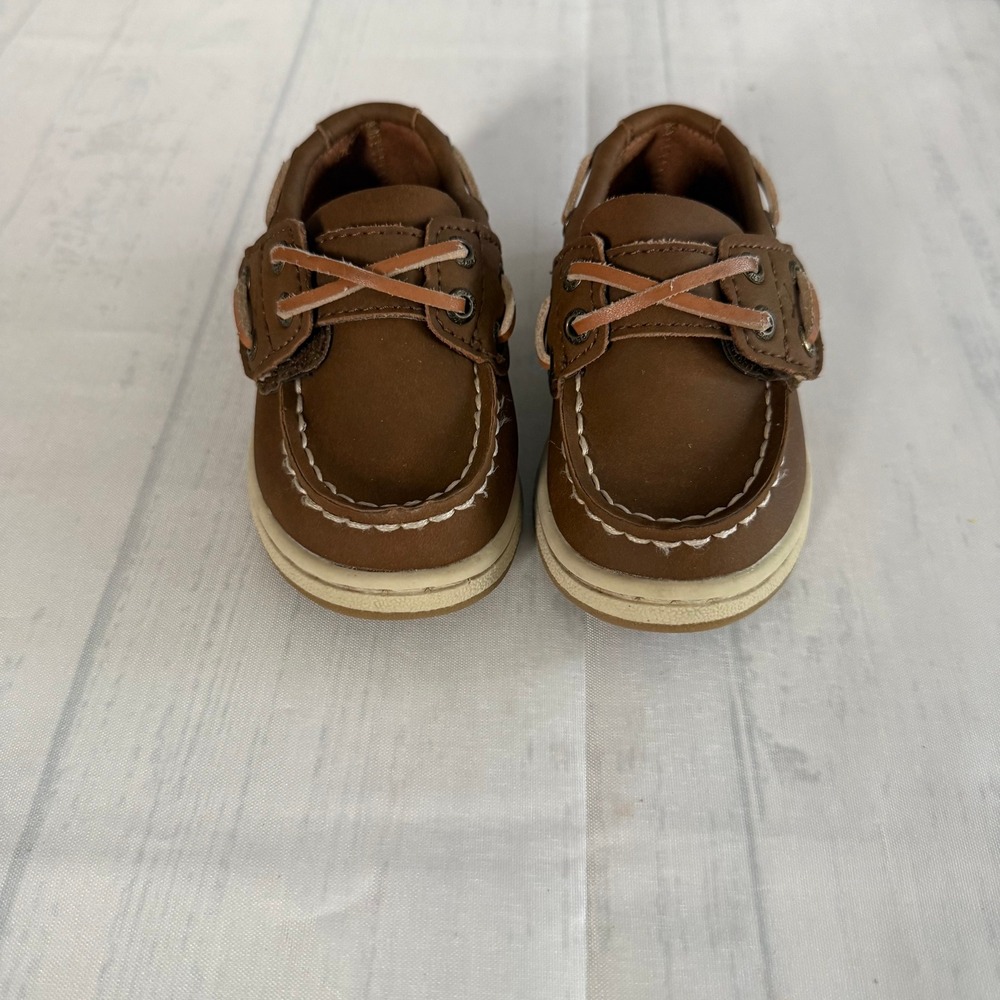 Sperry Top-Sider Toddler Boys Brown Leather Boat Shoes STL261419 Size 5.5W